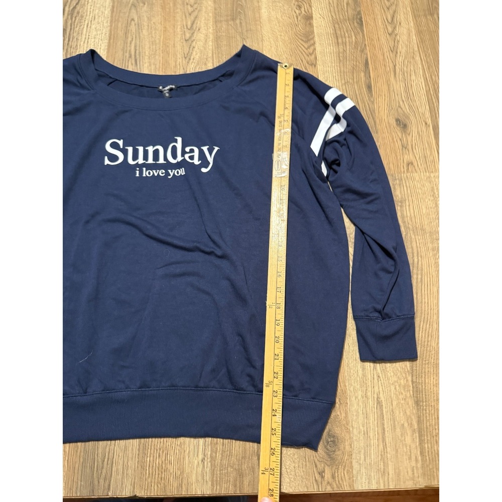 Express Shirt, Women's Size XL, Blue White, "Sunday I Love You" - Picture 8 of 11